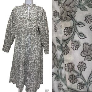 Karni floral midi dress women L mock neck long sleeves cottage-core fairy boho